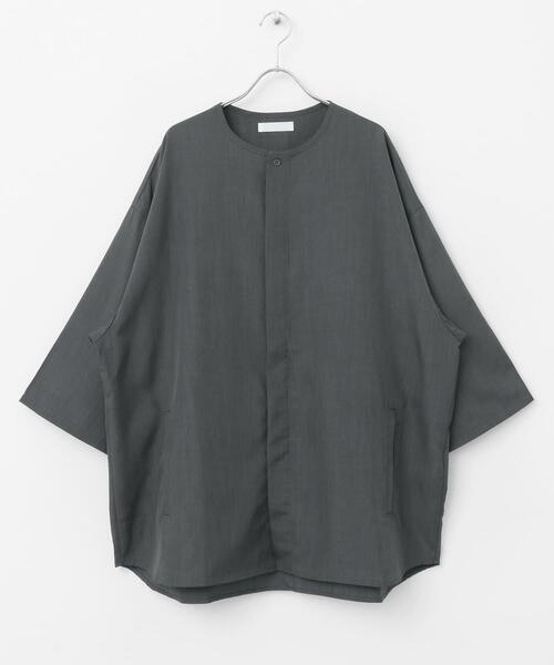 SENSE OF PLACE by URBAN RESEARCH(センスオブプレイスバイアーバンリサーチ)の「ノーカラールーズシャツ(5分袖)(シャツ/ブラウス・メンズ・ブラック/チャコールグレー・LARGE/MEDIUM)」の18枚目の写真