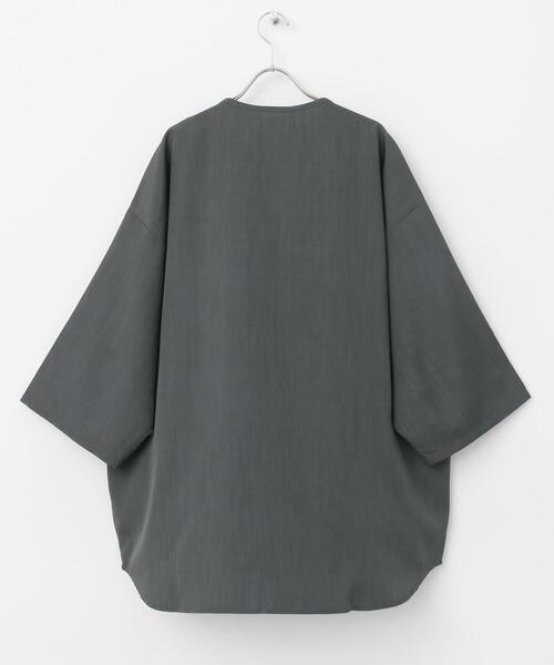 SENSE OF PLACE by URBAN RESEARCH(センスオブプレイスバイアーバンリサーチ)の「ノーカラールーズシャツ(5分袖)(シャツ/ブラウス・メンズ・ブラック/チャコールグレー・LARGE/MEDIUM)」の20枚目の写真