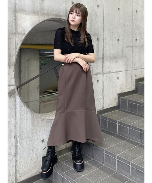 MURUA（ムルーア）の「スパンコールハーフスリーブニット（ニット/セーター・レディース・ブルー/アイボリー/ブラウン/ブラック・FREE）」の16枚目の写真