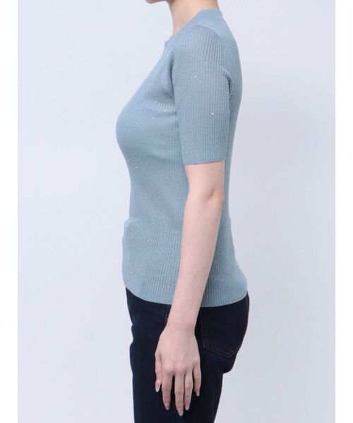 MURUA（ムルーア）の「スパンコールハーフスリーブニット（ニット/セーター・レディース・ブルー/アイボリー/ブラウン/ブラック・FREE）」の20枚目の写真