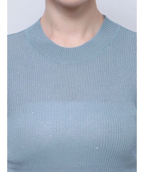 MURUA（ムルーア）の「スパンコールハーフスリーブニット（ニット/セーター・レディース・ブルー/アイボリー/ブラウン/ブラック・FREE）」の22枚目の写真