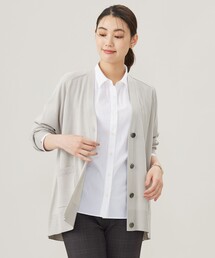 【洗える】SILKY RAYON STRETCH Vネック カーディガン