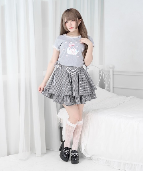 Pal elfy(パルエルフィー)の「ドロストスワンリボンT(Tシャツ/カットソー・レディース・杢グレー/オフホワイト・フリー)」の8枚目の写真