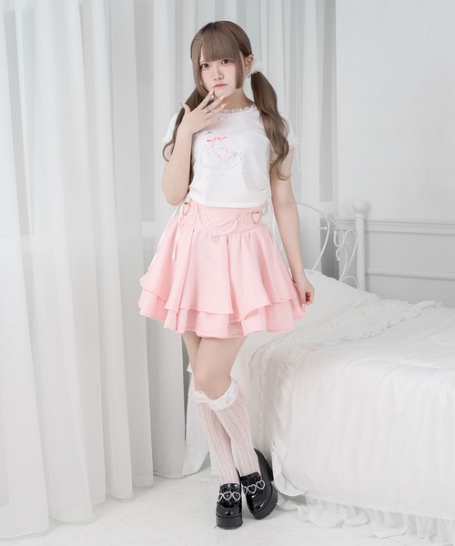 Pal elfy(パルエルフィー)の「ドロストスワンリボンT(Tシャツ/カットソー・レディース・杢グレー/オフホワイト・フリー)」の4枚目の写真