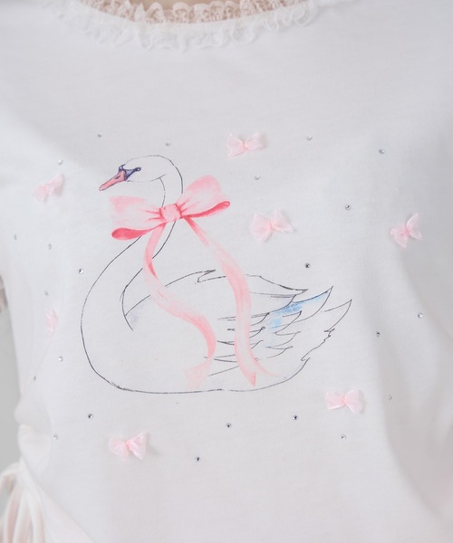Pal elfy(パルエルフィー)の「ドロストスワンリボンT(Tシャツ/カットソー・レディース・杢グレー/オフホワイト・フリー)」の12枚目の写真