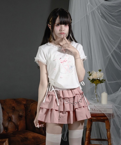 Pal elfy(パルエルフィー)の「ドロストスワンリボンT(Tシャツ/カットソー・レディース・杢グレー/オフホワイト・フリー)」の19枚目の写真