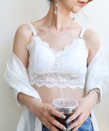 花柄レースカップインキャミ シームレスブラトップ アンダーウェア ストラップ調整可