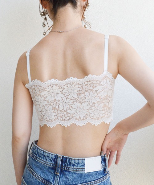 styiro(スタイロ)の「花柄レースカップインキャミ シームレスブラトップ アンダーウェア ストラップ調整可(チューブトップ・レディース・アイボリー/ローズ/ブルー/ブラック/ホワイト・FREE)」の18枚目の写真