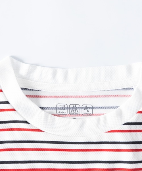 NYLAUS（ナイラス）の「吸汗速乾 ドライメッシュ ボーダー柄 半袖Tシャツ（Tシャツ/カットソー・メンズ・ブラック/レッド/ネイビー/イエロー・L/LL/M）」の9枚目の写真