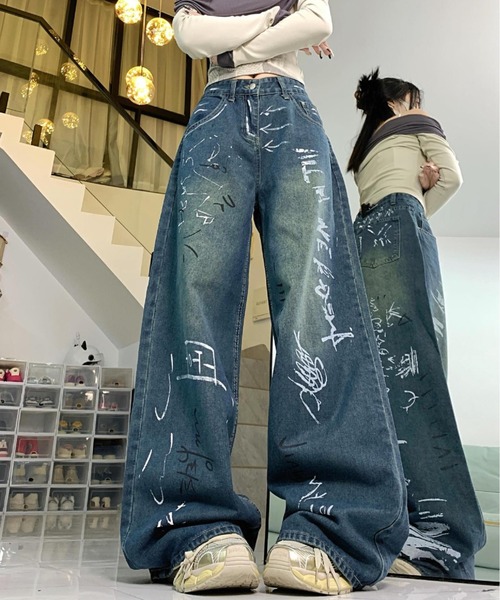 セール】ペイントデザインデニム（デニムパンツ）｜shameless 
