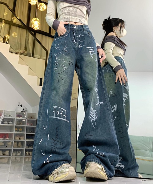 shameless（シェイムレス）の「ペイントデザインデニム（デニムパンツ