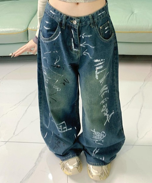shameless（シェイムレス）の「ペイントデザインデニム（デニムパンツ