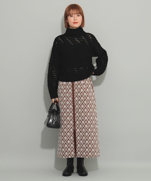 Ray BEAMS（レイビームス）の「ジャカード フロント ジップ タイト スカート（スカート・レディース・ブラウン/イエロー・1/0）」の10枚目の写真