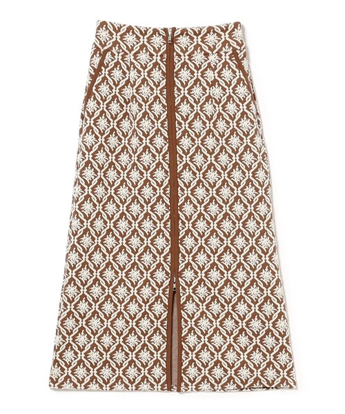 Ray BEAMS（レイビームス）の「ジャカード フロント ジップ タイト スカート（スカート・レディース・ブラウン/イエロー・1/0）」の7枚目の写真