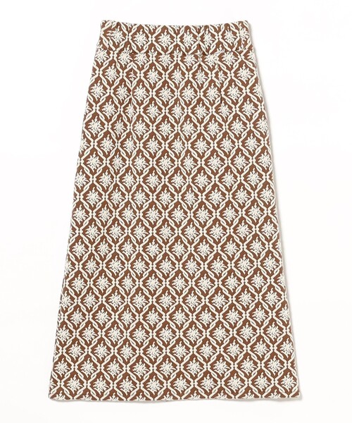 Ray BEAMS（レイビームス）の「ジャカード フロント ジップ タイト スカート（スカート・レディース・ブラウン/イエロー・1/0）」の5枚目の写真