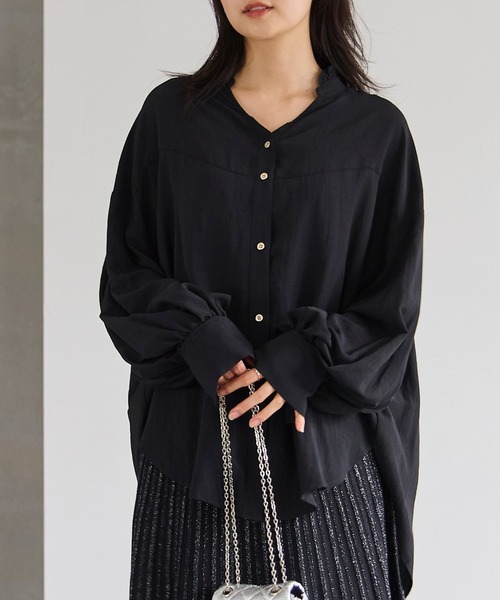 LAVEANGE(ラビアンジェ)の「【洗える】スタンドフリルカラーブラウス(シャツ/ブラウス・レディース・ブラウン/ブラック/オフホワイト・M/LL/3L/4L/5L)」の17枚目の写真