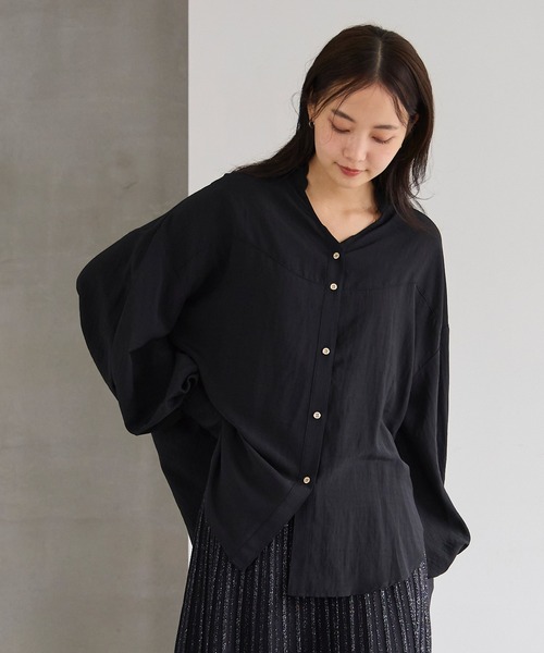 LAVEANGE(ラビアンジェ)の「【洗える】スタンドフリルカラーブラウス(シャツ/ブラウス・レディース・ブラウン/ブラック/オフホワイト・M/LL/3L/4L/5L)」の18枚目の写真