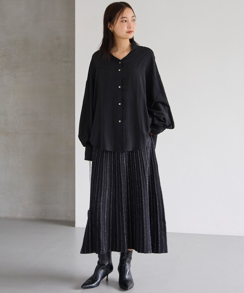 LAVEANGE(ラビアンジェ)の「【洗える】スタンドフリルカラーブラウス(シャツ/ブラウス・レディース・ブラウン/ブラック/オフホワイト・M/LL/3L/4L/5L)」の19枚目の写真