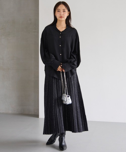 LAVEANGE(ラビアンジェ)の「【洗える】スタンドフリルカラーブラウス(シャツ/ブラウス・レディース・ブラウン/ブラック/オフホワイト・M/LL/3L/4L/5L)」の20枚目の写真