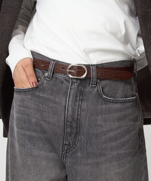 green label relaxing(グリーンレーベルリラクシング)の「レクタングル バックル ベルト(ベルト・レディース・ダークブラウン/ブラック/その他1/その他2・FREE)」の4枚目の写真