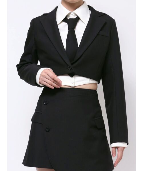 EATME（イートミー）の「クロップド丈ジャケット（セットアップ可能）（テーラードジャケット・レディース・ブラック/グレー/ブルー/ブラウン・FREE）」の17枚目の写真