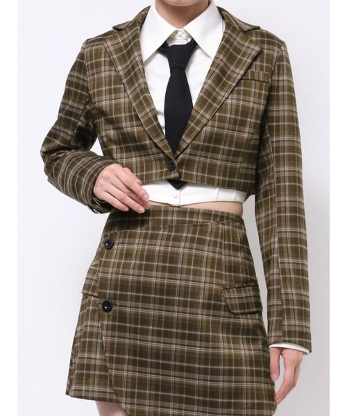 EATME（イートミー）の「クロップド丈ジャケット（セットアップ可能）（テーラードジャケット・レディース・ブラック/グレー/ブルー/ブラウン・FREE）」の19枚目の写真