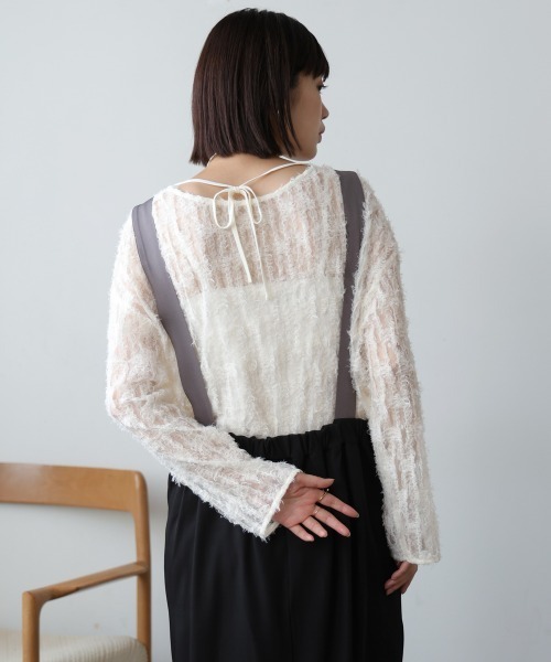 Bou Jeloud(ブージュルード)の「チュールフリル前後2WAYプルオーバー(Tシャツ/カットソー・レディース・アイボリー/ブラック・38)」の11枚目の写真