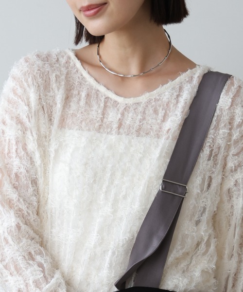 Bou Jeloud(ブージュルード)の「チュールフリル前後2WAYプルオーバー(Tシャツ/カットソー・レディース・アイボリー/ブラック・38)」の12枚目の写真