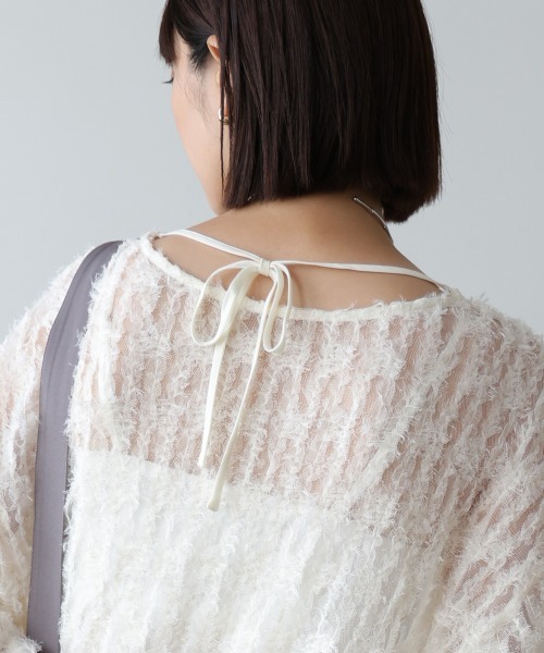 Bou Jeloud(ブージュルード)の「チュールフリル前後2WAYプルオーバー(Tシャツ/カットソー・レディース・アイボリー/ブラック・38)」の13枚目の写真