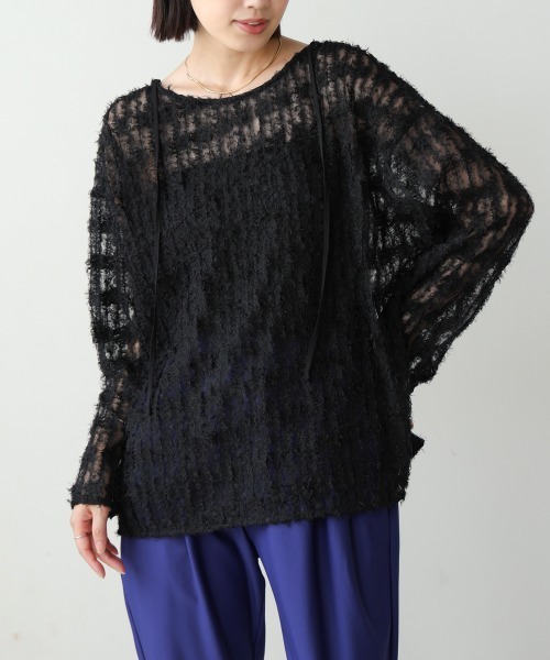 Bou Jeloud(ブージュルード)の「チュールフリル前後2WAYプルオーバー(Tシャツ/カットソー・レディース・アイボリー/ブラック・38)」の14枚目の写真