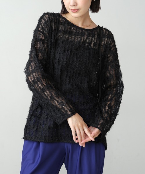 Bou Jeloud(ブージュルード)の「チュールフリル前後2WAYプルオーバー(Tシャツ/カットソー・レディース・アイボリー/ブラック・38)」の16枚目の写真