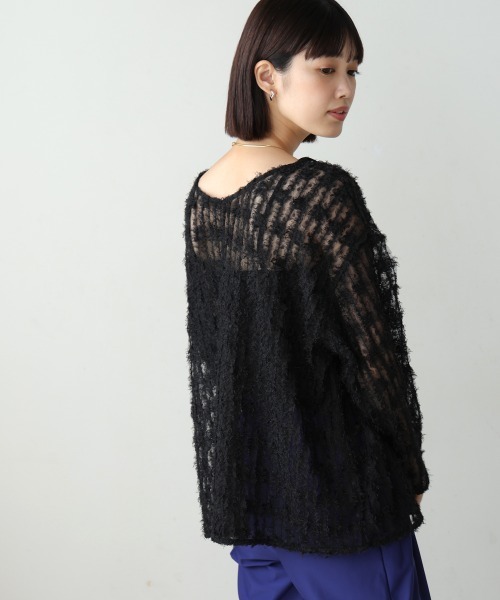 Bou Jeloud(ブージュルード)の「チュールフリル前後2WAYプルオーバー(Tシャツ/カットソー・レディース・アイボリー/ブラック・38)」の18枚目の写真