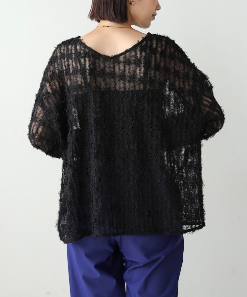 Bou Jeloud(ブージュルード)の「チュールフリル前後2WAYプルオーバー(Tシャツ/カットソー・レディース・アイボリー/ブラック・38)」の21枚目の写真