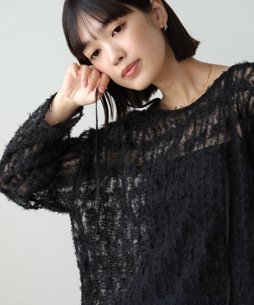 Bou Jeloud(ブージュルード)の「チュールフリル前後2WAYプルオーバー(Tシャツ/カットソー・レディース・アイボリー/ブラック・38)」の17枚目の写真