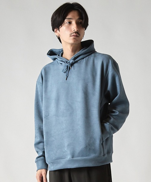 UNION STATION（ユニオンステーション）の「＊WEB限定 フェイクスエード リラックスフィットフーディ（パーカー・メンズ・ブラック/ブルー/ホワイト/ベージュ・M/L）」の4枚目の写真