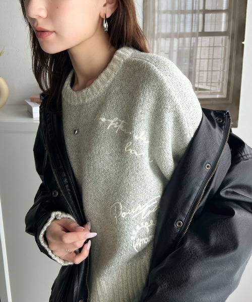 セール】【mily bilet】 大人の個性派 ニット。ランダム 刺繍