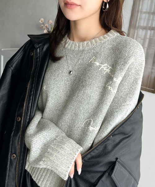 セール】【mily bilet】 大人の個性派 ニット。ランダム 刺繍