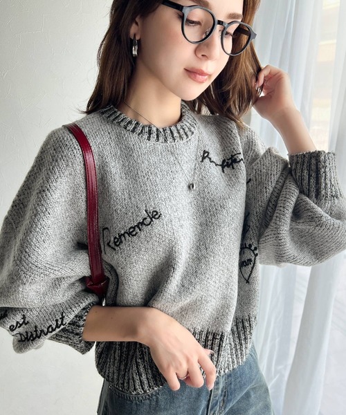 セール】【mily bilet】 大人の個性派 ニット。ランダム 刺繍