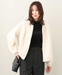 plain people ふくれジャガード　ノーカラー　ジャケット　ホワイト plain people ふくれジャガード ノーカラー ジャケット ホワイト