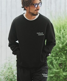 1minute 1second（ワンミニットワンセカンド）の「msw1523-cursive print cardboard knit trainer トレーナー（スウェット）」