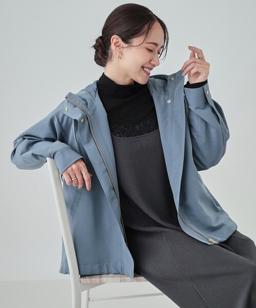 DRESKIP（ドレスキップ）の「◆【撥水】かわいいもかっこいいも叶える 欲張りマンパ（ブルゾン・レディース・ベージュ/ネイビー/カーキ/ライトブルー・02/03/04）」の4枚目の写真