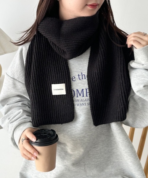 Corgi 黒リブニットマフラー Corgi 黒リブニットマフラー Corgi 黒リブニットマフラー