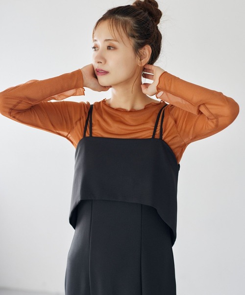 mysty woman（ミスティウーマン）の「シアーラメインナープルオーバー　149653（Tシャツ/カットソー・レディース・オレンジ/チャコールグレー/アイボリー・FREE）」の3枚目の写真