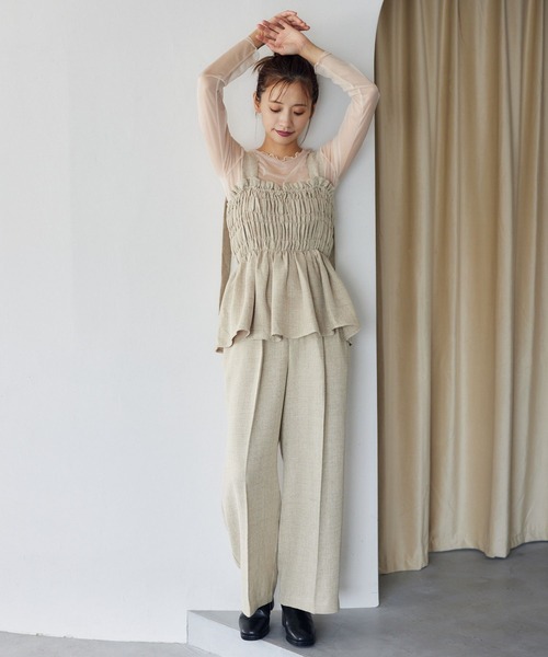 mysty woman（ミスティウーマン）の「シアーラメインナープルオーバー　149653（Tシャツ/カットソー・レディース・オレンジ/チャコールグレー/アイボリー・FREE）」の5枚目の写真