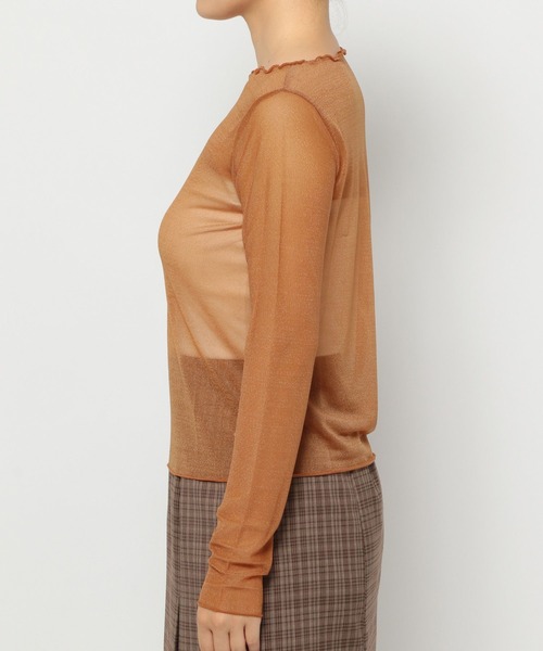 mysty woman（ミスティウーマン）の「シアーラメインナープルオーバー　149653（Tシャツ/カットソー・レディース・オレンジ/チャコールグレー/アイボリー・FREE）」の10枚目の写真