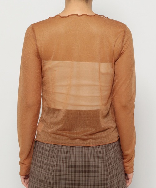 mysty woman（ミスティウーマン）の「シアーラメインナープルオーバー　149653（Tシャツ/カットソー・レディース・オレンジ/チャコールグレー/アイボリー・FREE）」の11枚目の写真