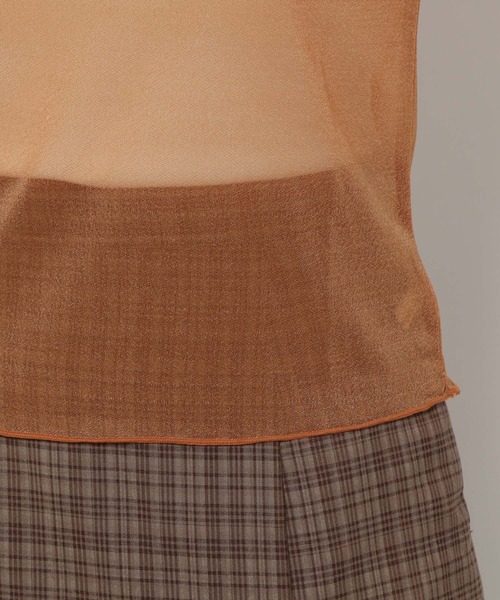 mysty woman（ミスティウーマン）の「シアーラメインナープルオーバー　149653（Tシャツ/カットソー・レディース・オレンジ/チャコールグレー/アイボリー・FREE）」の14枚目の写真