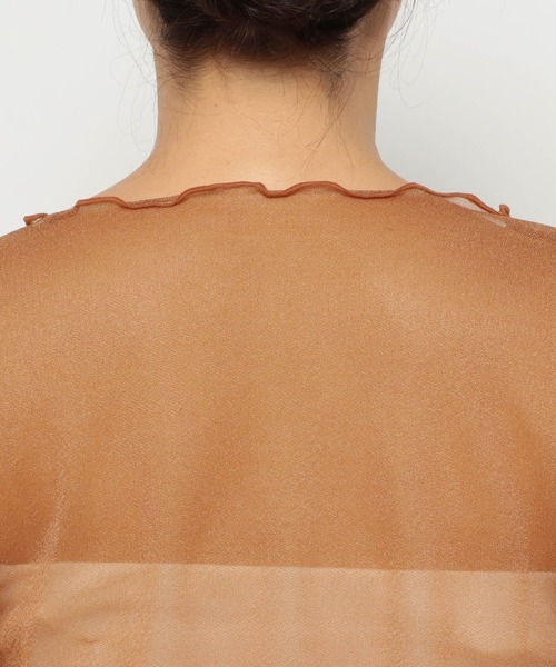 mysty woman（ミスティウーマン）の「シアーラメインナープルオーバー　149653（Tシャツ/カットソー・レディース・オレンジ/チャコールグレー/アイボリー・FREE）」の15枚目の写真