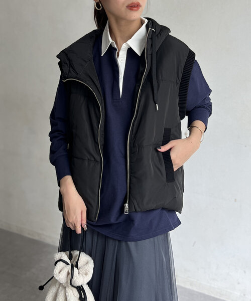 Chez toi（シェトワ）の「中綿×ニットベスト（ベスト・レディース・モカ/ブラック/アイボリー・FREE）」の13枚目の写真