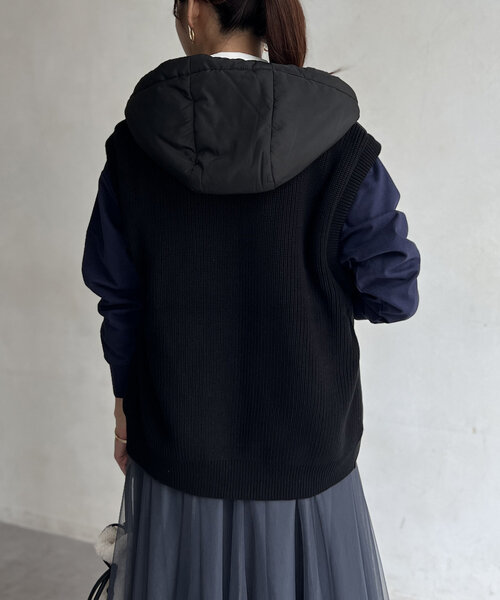 Chez toi（シェトワ）の「中綿×ニットベスト（ベスト・レディース・モカ/ブラック/アイボリー・FREE）」の18枚目の写真